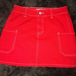 pacsun size 24 red jean skirt